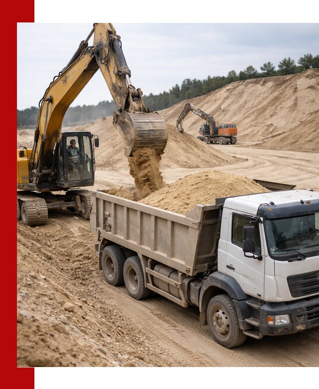 Доставка карьерного песка с самосвалами и разгрузкой в Смоленске