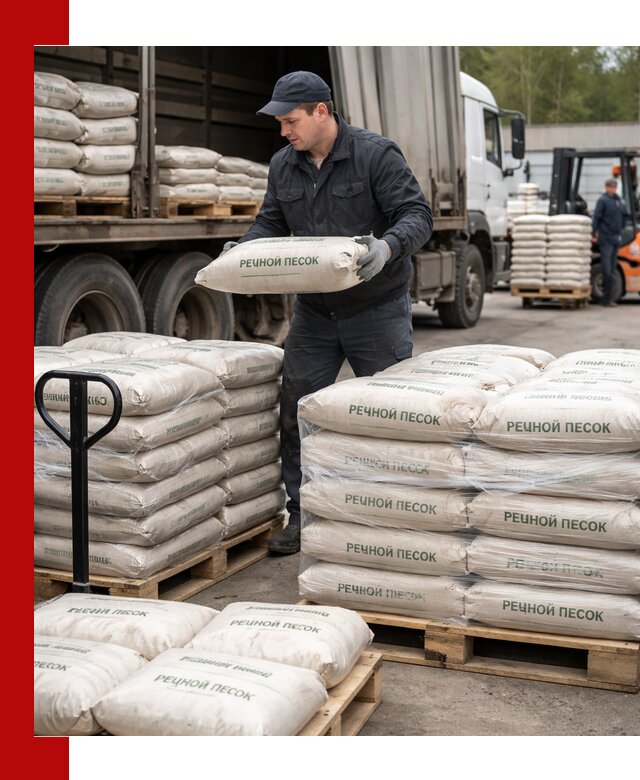 Речной песок в мешках с доставкой в Смоленске