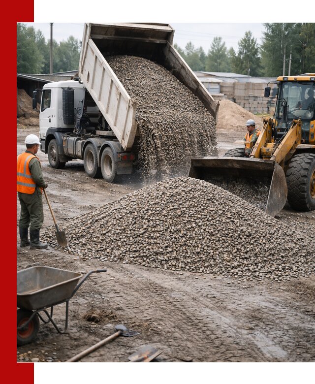 Мытый гравий с доставкой в Смоленске от карьера до участка