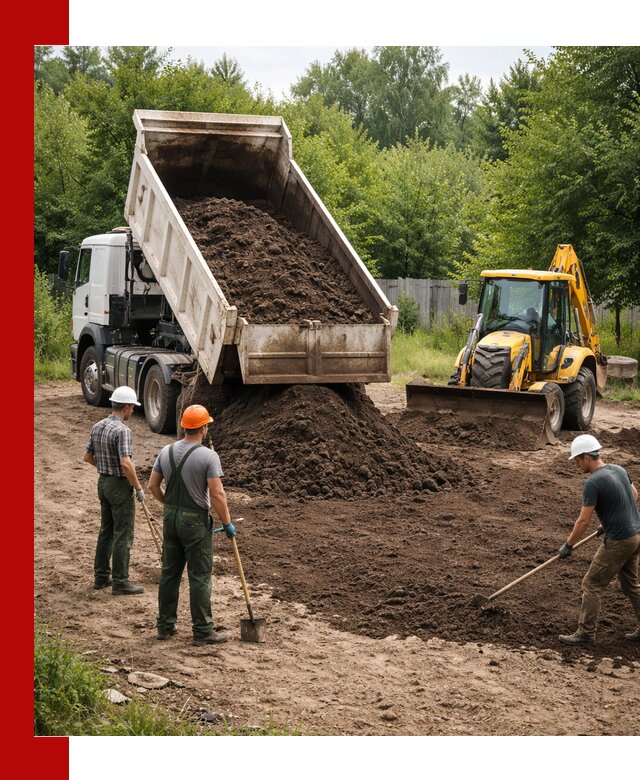 Доставка и укладка грунта для выравнивания участка в Смоленске