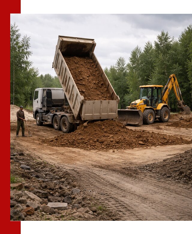 Доставка суглинка самосвалами в Смоленске подсыпка и планировка