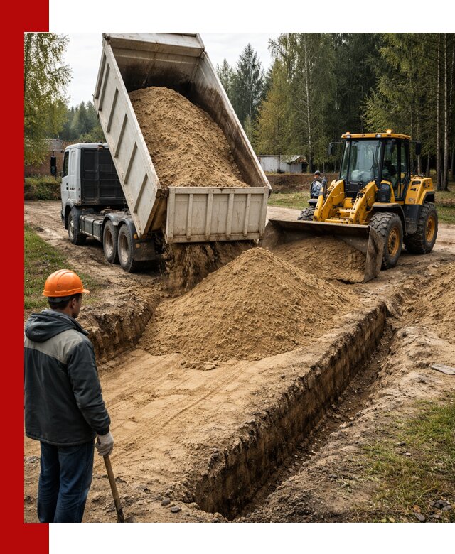 Доставка песчаного грунта в Смоленске для строительных работ
