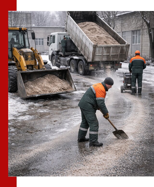 Реагент против гололеда с доставкой и нанесением в Смоленске