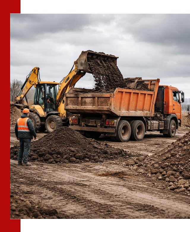 Вывоз грунта и строительного мусора в Смоленске грузовыми самосвалами